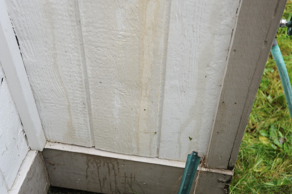 Siding is soft from water damage.  